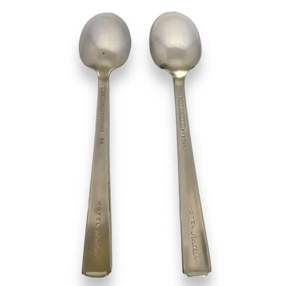 Set Of 2 Silver Plate Demitasse Spoons Hotel Statler REED BARTON / IS Vintage